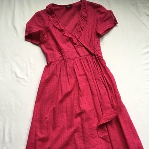 J. Crew hot pink wrap dress